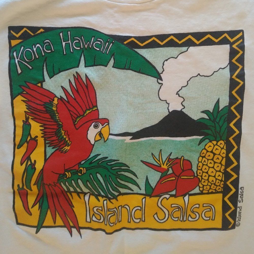 Deadstock Vintage 90s Kona Hawaii Island Salsa Parrot Tropical T-Shirt